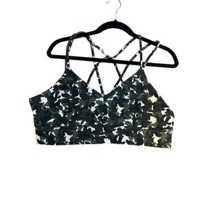 Core 10 spectrum strappy longline plunge  yoga sports bra camo